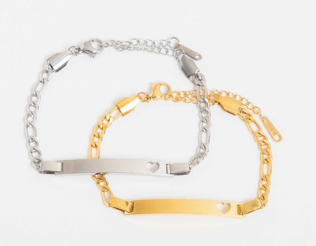 Heart Figaro Chain ID Bracelet
