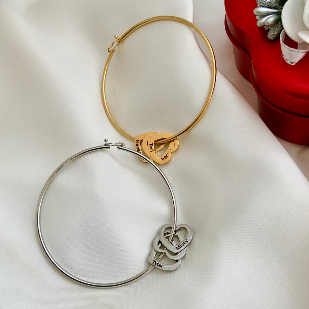 Heart charm Bangle