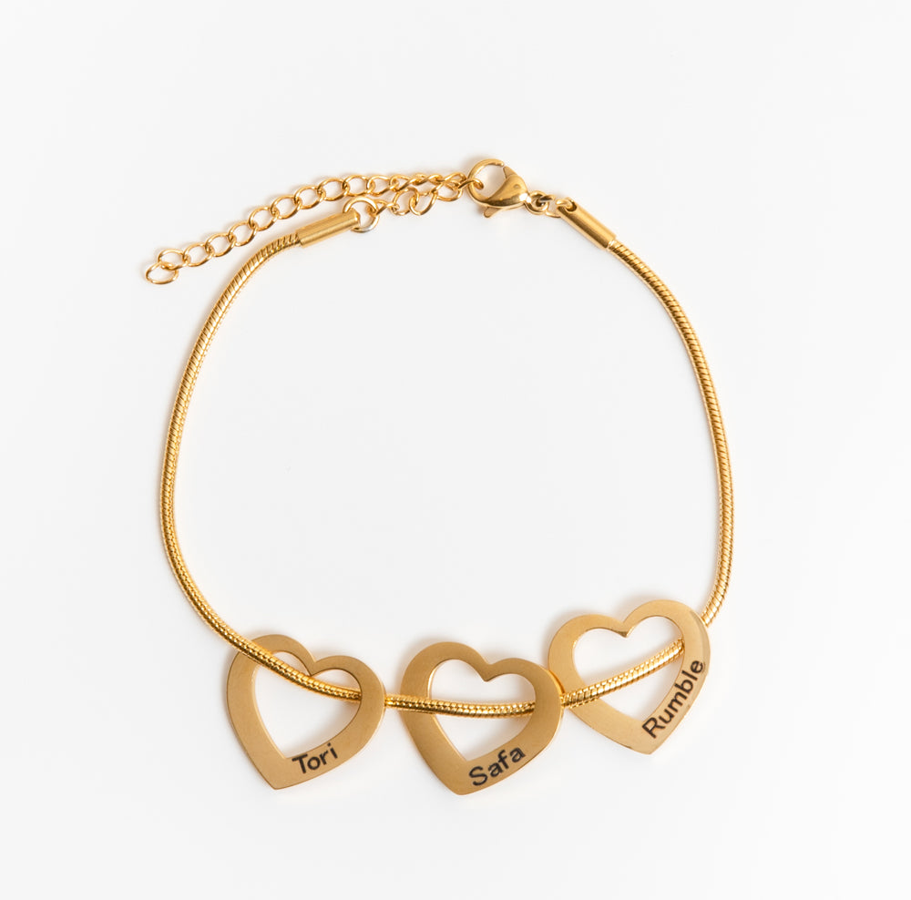 Omega Chain Bracelet with Heart Charms