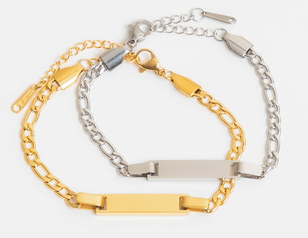 Figaro Chain ID Bracelet - Xmm