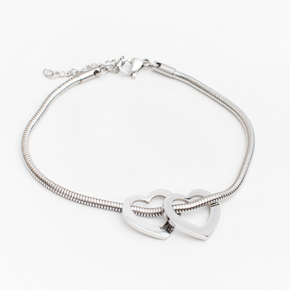 Omega Chain Bracelet with Heart Charms